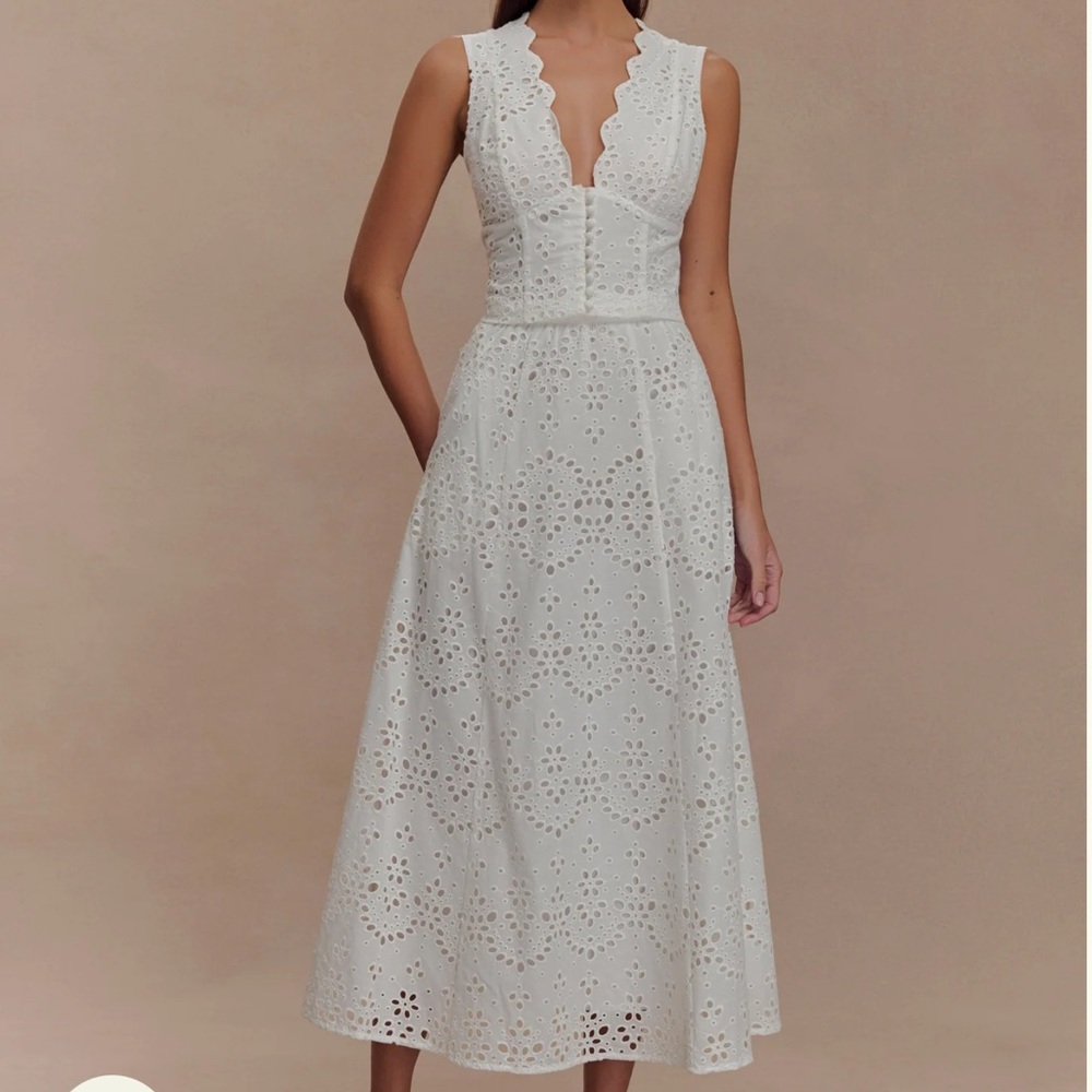 Meshki Sleeveless Broderie Top and Midi Skirt
